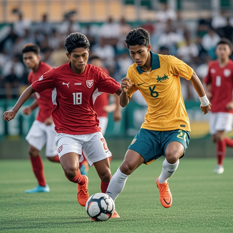 ilustrasi Timnas U17 Indonesia dan Australia U17